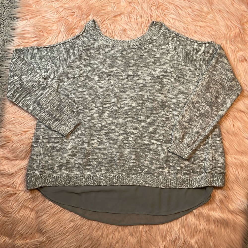 Torrid Gray Cold Shoulder Marled Pullover Sweater Plus Size 0